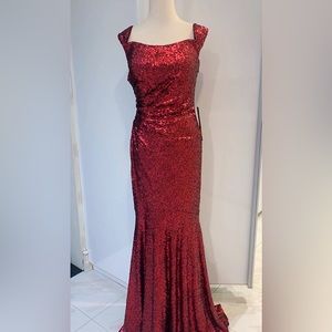 Badgley Mischka Women's Sequin red Gown